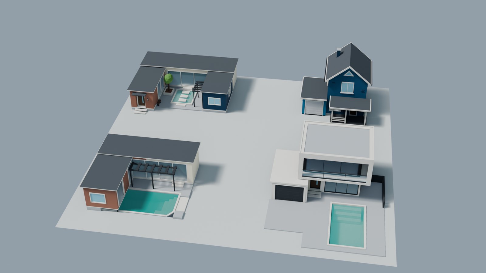 Stylized premium houses with pools and courtyard designs